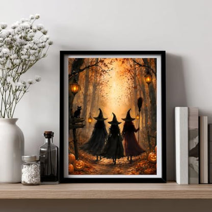 Halloween Diamond Art Kits for Adults, Witch Diamond Painting, 12x16 Inch - color: 01-Halloween, size: 12X16 inch
