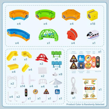 SOCBTNSO 112 PCS KlickRail 3D Modular Electric Train Set for Kid 3-8 - size: 112PCS