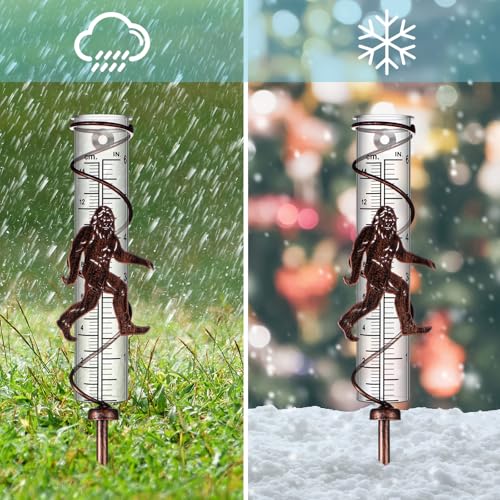 Relaxweex Rain Gauge Outdoor 7 Inch Large Metal Sasquatch Rain Gauges Decorative, Garden Lawn Yard Decor, Gardening Gifts for Weather Enthusiasts Pathway Decoration