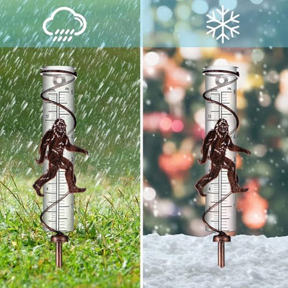 Relaxweex Rain Gauge Outdoor 7 Inch Large Metal Sasquatch Rain Gauges Decorative, Garden Lawn Yard Decor, Gardening Gifts for Weather Enthusiasts Pathway Decoration