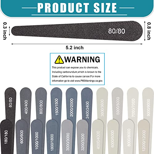 Honoson 20 Pcs Sanding Sticks Model, Low and High Grits, Water Drop Style - style: Water Drop Style