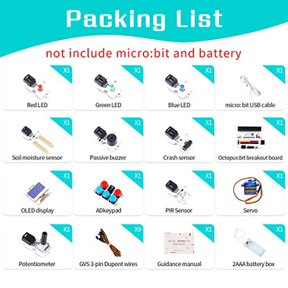 ELECFREAKS microbit Tinker Kit Sensor Stater Kit with 35+ Projects DIY Programming with Basic Coding Electronics Modules and Wiki Tutorial(Without Micro:bit)