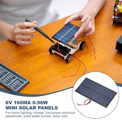 MECCANIXITY 2 Pcs 6V 0.96W 160mA Mini Solar Panels, Small Polycrystalline Solar Cell Panel with 2 Cable for DIY Electric Toy Materials Kits Charger, 110mm x 60mm - style: 6V 0.96W 160mA