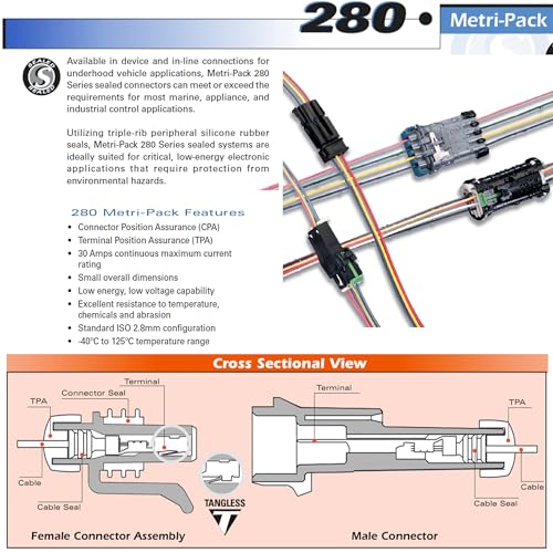 365pcs (2,3,4,5 PIN) Metri-Pack 280 Series 30 Amp Conductor Connector, Terminal, Sealed Weatherproof Automotive Electrical Connectors Kit 10-20 GA - size: 2-5 Pin Kit (365pcs)