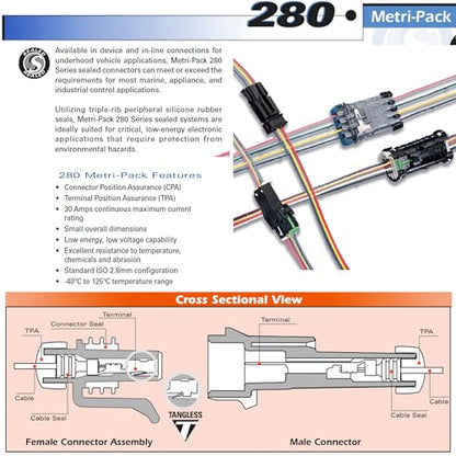 365pcs (2,3,4,5 PIN) Metri-Pack 280 Series 30 Amp Conductor Connector, Terminal, Sealed Weatherproof Automotive Electrical Connectors Kit 10-20 GA - size: 2-5 Pin Kit (365pcs)