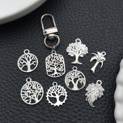 WOCRAFT 60pcs Bright Silver Tree Leaf Charms Bracelet Charms for Jewelry Making Sets DIY Necklace Bracelet Keychain Crafting Charms Kit Craft Supplies (SN891) - color: Bright Silver, size: Tree Leaf Charms