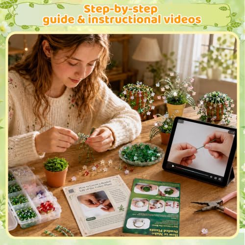 Deluxe Beaded Plant Kit, DIY Forever Plant Gift Kit with Video Tutorials - color: Forever Plant Gift Collection - Deluxe Kit