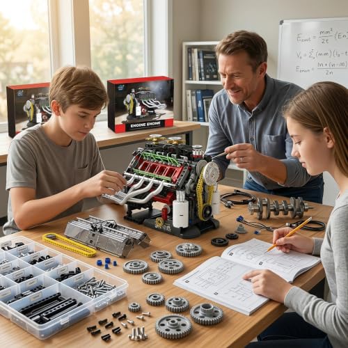 V8 Engine Model Kit 1:4, 659 Pieces, Hand Crank Engine Model