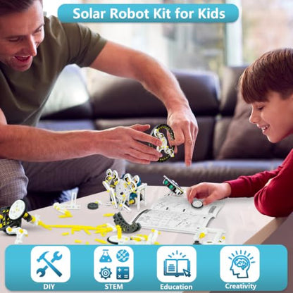 Dioju 13-in-1 Solar Robot Toys for Ages 8 9 10 11 12 Year Old Boys Girls, STEM Science Kits for Kids Age 8-12, Building Experiments Robotics Kit STEM Projects for Kid Christmas Birthday Gifts (White)