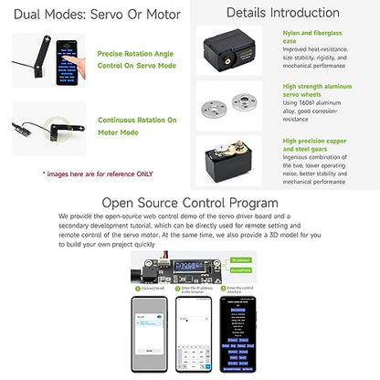 Waveshare 20kg.Cm Bus Servo Motor, 106PRM High Speed, Large Torque, with 360 Degrees High Precision Magnetic Encoder, Two-Way Feedback, Servo/Motor Mode Switchable