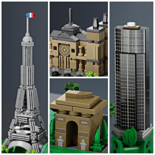 Architecture Paris Skyline Building Set 3D Collection Model, Iconic Eiffel Tower Building Model Home Office Décor, Unique Collectible Gift for Adults Travel or Architecture Enthusiasts - style: Paris Skyline