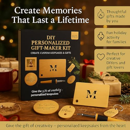 DIY Woodburning Gift-Maker Kit — Screen-Free Holiday Break Activity (Ages 12+) — Personalize Cutting Board, Coasters, Keychains & Frame — Tool, Tips, Instructions, Wood Blanks Included