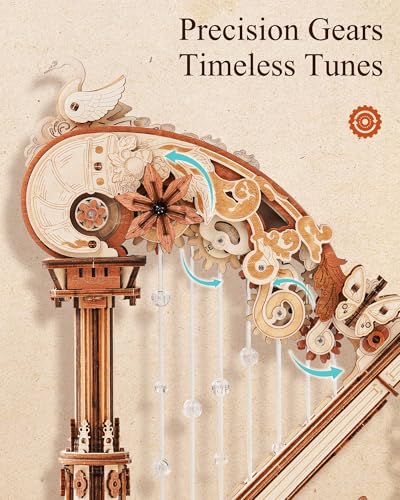 ROKR Magic Harp 3D Wooden Puzzle, Self-Playing Mechanical Music Box, 350pcs
