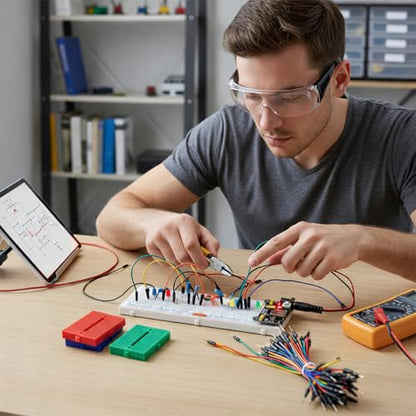 Breadboard Kit with Flexible Wires & 9V DC Adapter for Arduino, IoT & STEM
