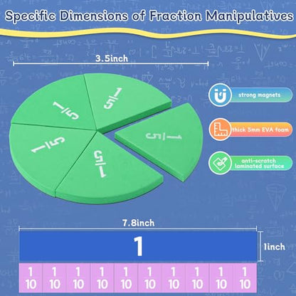 Magnetic Fraction Tiles & Fraction Circles Set-Fraction Manipulatives