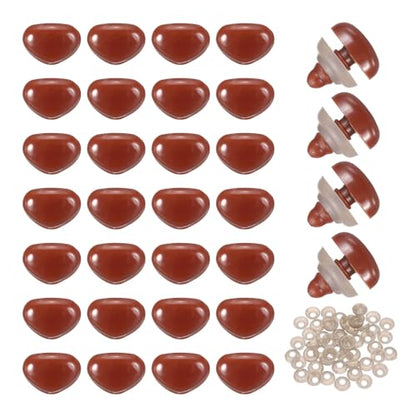 MECCANIXITY 50set 12mm Large Plastic Triangle Safety Noses Brown with Washer for Crochet Stuffed Animal Doll Craft Puppet Plush Toy Bear - color: Brown, size: 12mm
