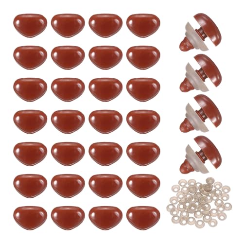 MECCANIXITY 50set 12mm Large Plastic Triangle Safety Noses Brown with Washer for Crochet Stuffed Animal Doll Craft Puppet Plush Toy Bear - color: Brown, size: 12mm