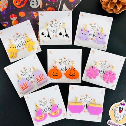 Xaekicr Halloween Polymer Clay Cutters Set – 8Pcs Clay Cutters for Earrings, Pumpkin Skull Witch Hat Molds for DIY Clay Jewelry Making - color: J color