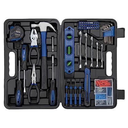 CARTMAN 152-Piece Household Tool Set, Blue Hand Kit With Storage Case Box - color: Blue