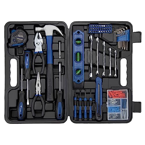 CARTMAN 152-Piece Household Tool Set, Blue Hand Kit With Storage Case Box - color: Blue