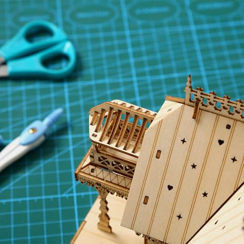 3D Wooden Puzzles for Adults, Country Villa Model Building Kit w/Light