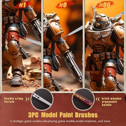 Golden Maple Kolinsky Sable Miniature Paint Brushes, Size 00, 0, 1 - size: 00 0 1 Round Point