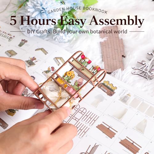 Book Nook Kit for Adults Teen, Miniature House Kit Garden Dolhouse - color: Garden House