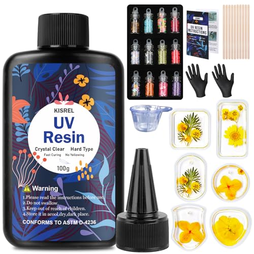 KISREL 100g UV Resin Jewelry Making Kit, Resin with Molds - size: 100g