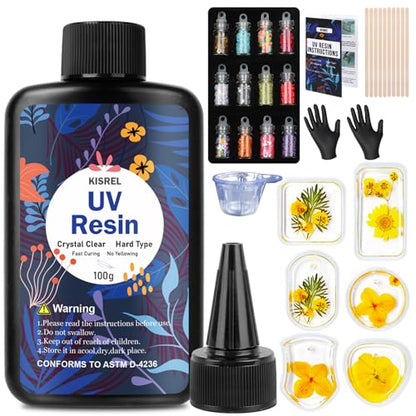 KISREL 100g UV Resin Jewelry Making Kit, Resin with Molds - size: 100g