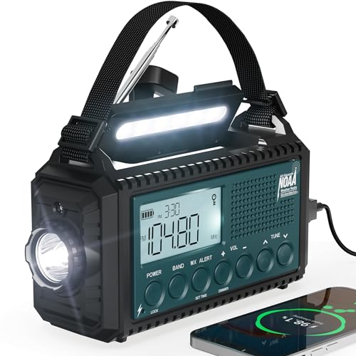 Emergency Weather Radio NOAA/AM/FM/SW, 5 Ways Powered Solar Hand Crank - color: Dark Blue