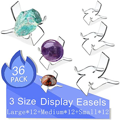 (36 PCS 3 Size Display Stand,Acrylic Rock Display Stands,Clear Display Easel Stands Pedestal for Crystal Geodes Rock Mineral Agate Fossil Coral Crystal/Gemstone Small Collectibles Display Stands - size: 36 Pieces (3 Sizes)
