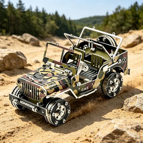 3D Metal Model Kits Mechanical Iron Blood Car Camouflage Home Decor - color: A1-blood