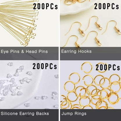 800PCs Fish Hooks & Pins, Earring Making Kit (Fish Hook Gold) - color: Fish Hook Gold (800pcs)