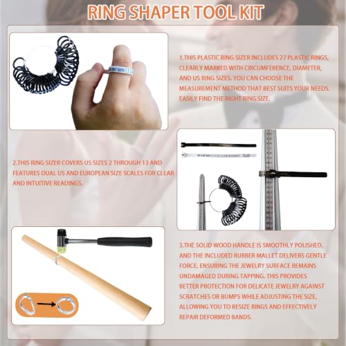 15PCS Spoon Ring Bender Tool Kit,Jewelry Ring Making Set for Soft Metals - size: 15pcs