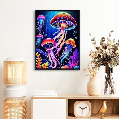Jellyfish Diamond Art Kits for Adults Beginners 12x16 in, DIY Craft Gift - color: DP-US10