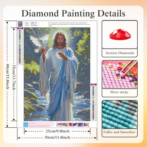 CHWGLFGG 5D Jesus Diamond Art Kits for Adults Beginners 12x16 Inch - color: KM1075-1