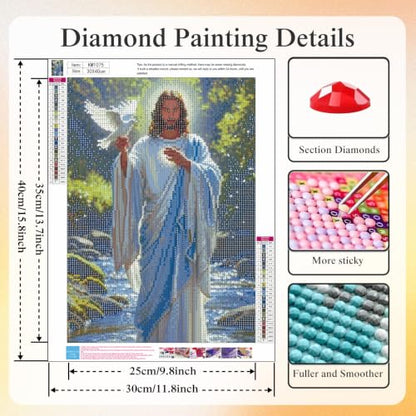 CHWGLFGG 5D Jesus Diamond Art Kits for Adults Beginners 12x16 Inch - color: KM1075-1