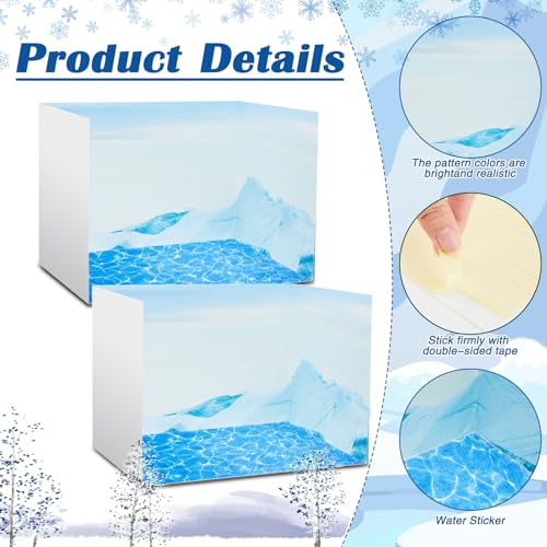 AmazingSpark 2 Set Arctic Habitat Diorama Box and Water Sticker Decor, Polar Bear Diorama Project Supplies Set, Cardboard Display Case Kit & Water Sticker with Double Sided Tapes for DIY Crafts - style: Arctic