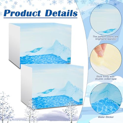 AmazingSpark 2 Set Arctic Habitat Diorama Box and Water Sticker Decor, Polar Bear Diorama Project Supplies Set, Cardboard Display Case Kit & Water Sticker with Double Sided Tapes for DIY Crafts - style: Arctic