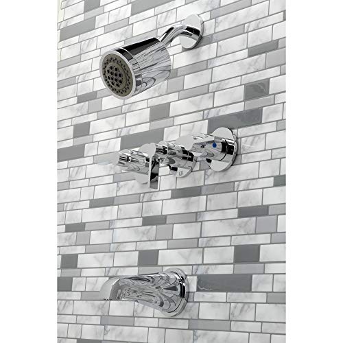 Kingston Brass KBX8131NDL 5-Inch length in Tub Spout NuvoFusion Three Handle Tub and Shower Faucet, Polished Chrome - color: Polished Chrome