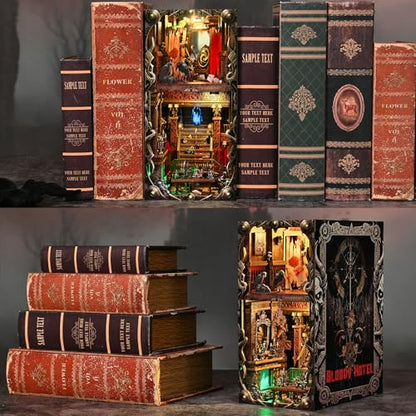 TOYQI Book Nook Kit, DIY Miniature Dollhouse Kit for Adults and Teens - color: Haunted Mansion