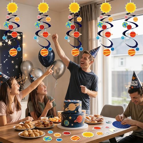 24 Sets Space Craft Kits DIY Solar System Hanging Decoration Make Your Own Outer Space Paper Crafts Ornament Galaxy Planet Star Stickers Games for Home School Classroom Activities Party Favor Gift