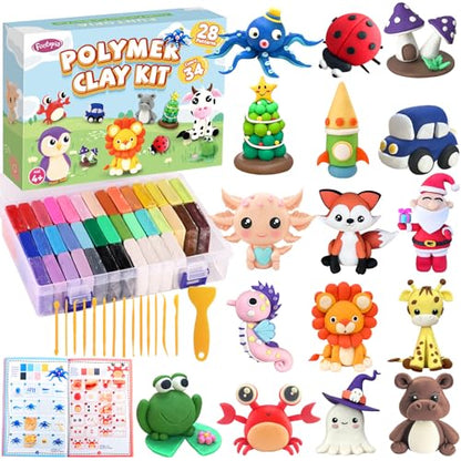 Funtopia Polymer Clay Kit, 34 Colors Modeling Clay for Kids Adults