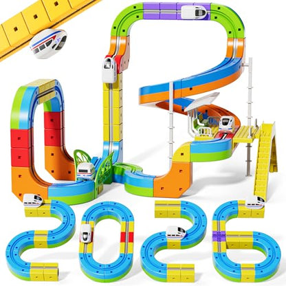 Electric Train Set, 3D Cube Track-DIY Rail Cube Block Kit - size: 113pcs+1 Car