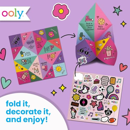 Ooly DIY Origami Fortune Teller Kit, Cootie Catcher, 24 Designs & Stickers - color: Fortune Tellers Kit