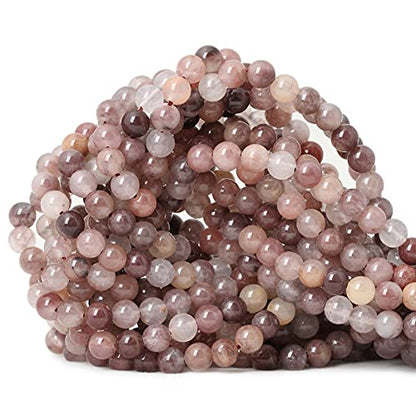 60PCS 6mm Natural Pruple Berry Quartzite Crystal Round Loose Beads for Jewelry Making 1 Strand 15" - color: Pruple Berry Quartzite, size: 6mm