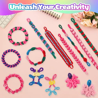 Kinizeder Bracelet Making Kit, Arts and Crafts for Girls Ages 8-12, Weaving Bands DIY Toys for Friendship Birthday Gifts for Kids 6, 7, 9, 10, 11, 13, Rubber Band Bracelet kit with 1000+ Bands