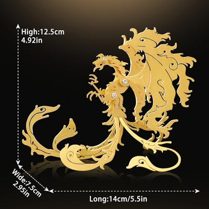 FILASLFT 3D Metal Puzzles for Adults,Mechanical Model Kit Vermilion Bird - color: D1-vermilion Bird-gold