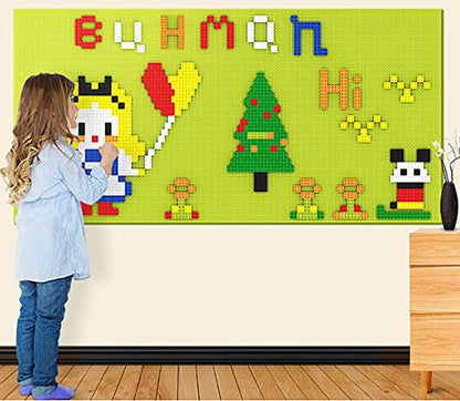 Build On Wall or Table - Customize Building Block Wall, 8 Pack (10" x 20") Self Adhesive Building Base Plate, 440 Pcs Compatible with All Major Brand Brick - Fastest Easiest DIY Fun Wall and Desk - style: 440 Pcs Building Blocks and 8 Pcs Baseplate