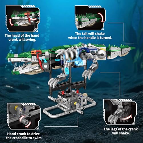 Mechanical Crocodile Building Set with LED Lights for Boys 8-12+ - color: Crocodile